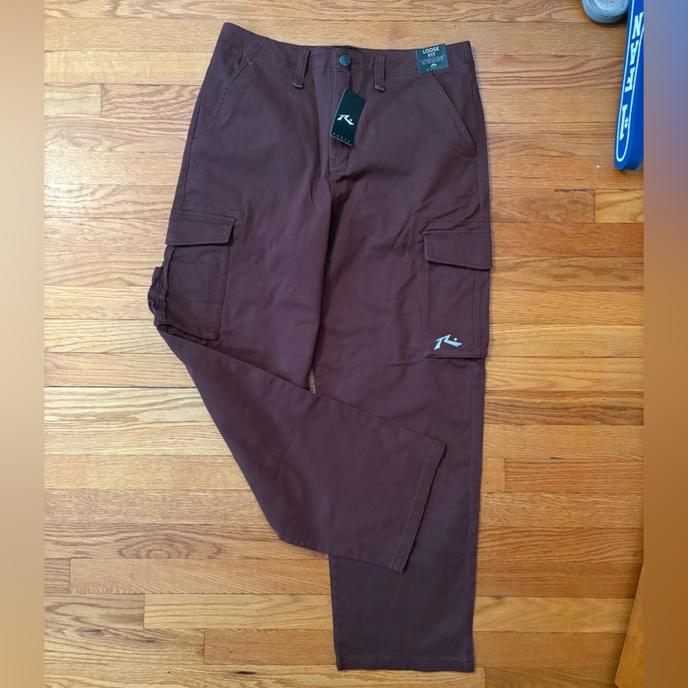 Rusty Loose Fit Chocolate Cargo Pants for Men